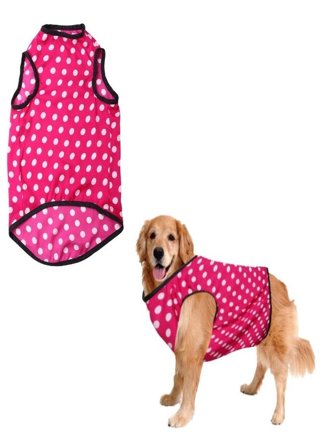 Sage Square Funky Soft Material Dog T-Shirt | Cool/Funky Print Pet | Soft Light Weight | Comfortable & Breathable Dog Clothing | Trendy Vest Outfit (Polka Pink) (Large - 20inch) - Image 1
